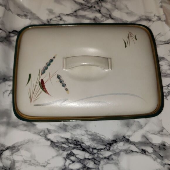 𝅺Denby Stoneware Greenwheat Oven Dish with cover and handle vintage like new - Picture 1 of 11